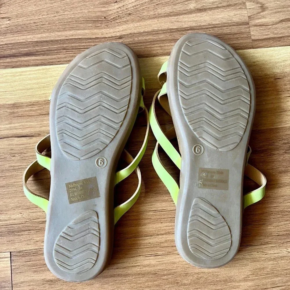 Seven7 Melbourne Slide Thong Sandals Lime Green Size 6 - Picture 7 of 8